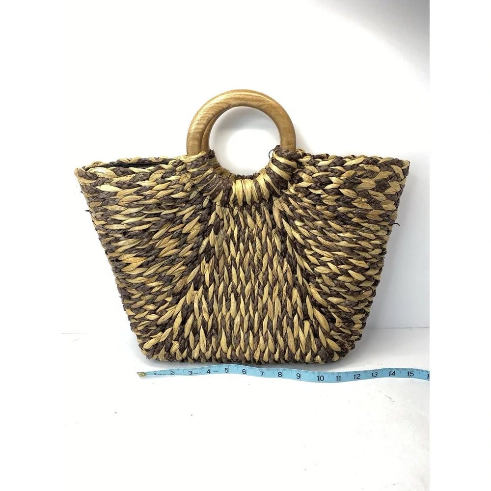 NWT Patrica Nash Luzzara Straw &‎ Leather Satchel/Cross Body/ Wooden Handles
